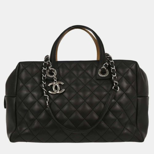 Black Calfskin Featherweight Bowling Bag - Chanel - Modalova