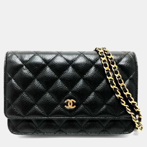 Coco Mark Classic Long Wallet Matelasse Chain Shoulder Bag Caviar Skin - Chanel - Modalova