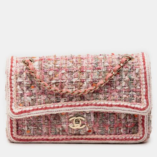 Medium Classic Quilted Tweed Braided Double Flap - Chanel - Modalova