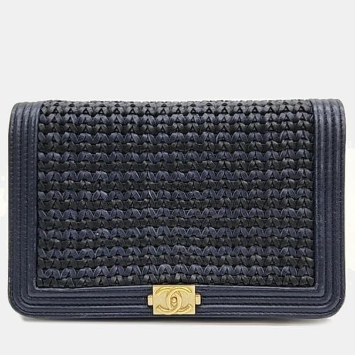 Blue/Gold Woven Leather New Boy Wallet On Chain - Chanel - Modalova