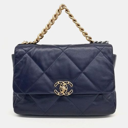 Navy Leather Large 19 Flap Bag - Chanel - Modalova