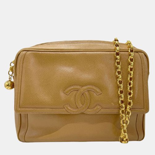 White Leather Large Caviar Cc Logo Flap Shoulder Bag - Chanel - Modalova