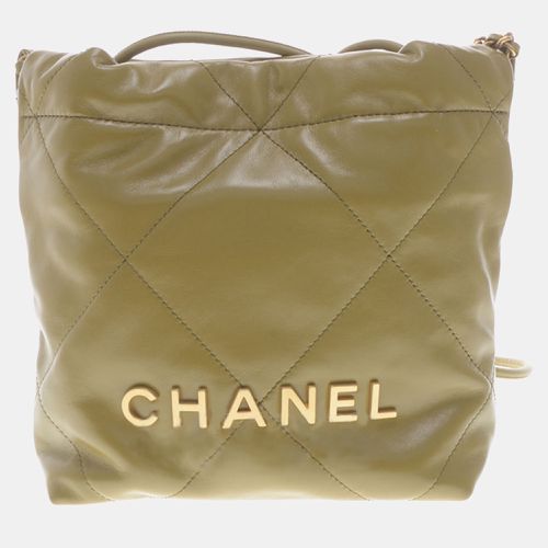 Khaki Leather Mini 22 Hobo Bag - Chanel - Modalova