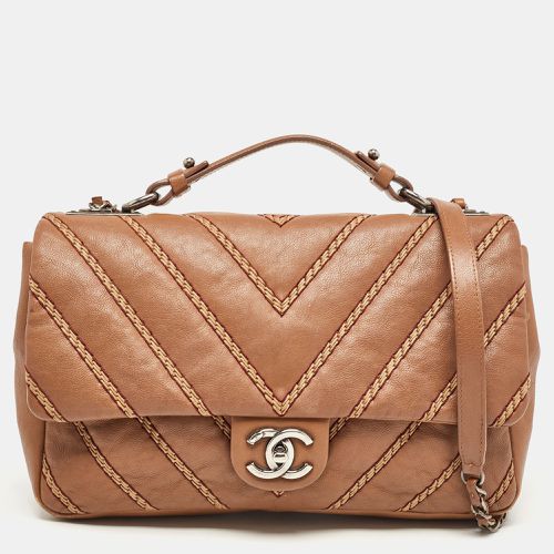 Chevron Stitched Leather Classic Top Handle Bag - Chanel - Modalova