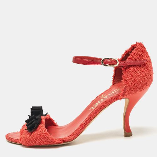 Tweed CC Bow Ankle Strap Sandals Size 38.5 - Chanel - Modalova