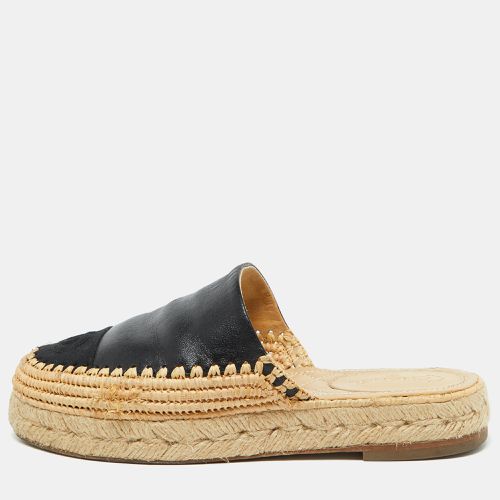 Leather and Raffia CC Platform Espadrille Mules Size 36 - Chanel - Modalova