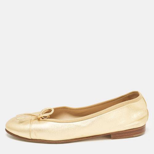 Leather Cap Toe CC Bow Ballet Flats Size 35.5 - Chanel - Modalova