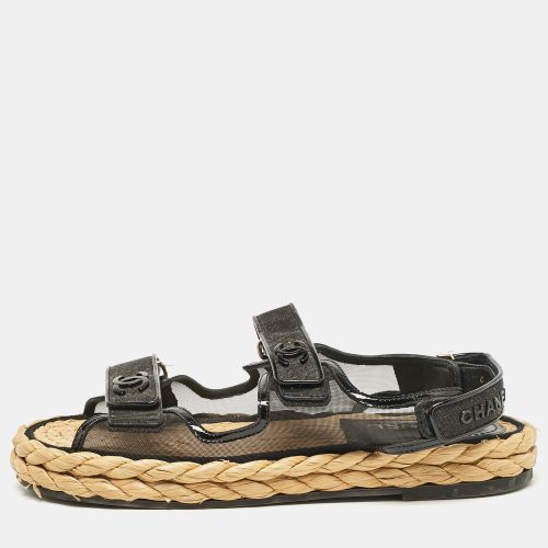 Mesh and Patent Leather Espadrille Dad Sandals Size 42 - Chanel - Modalova