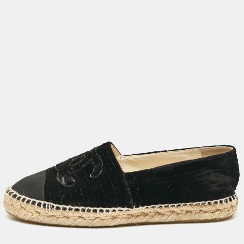 Velvet and Canvas Cap Toe CC Espadrille Flats Size 38 - Chanel - Modalova