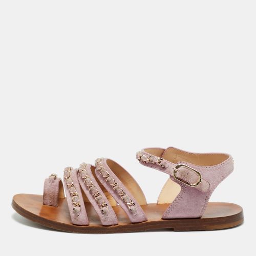 Suede CC Chain Link Ankle Strap Flat Sandals Size 36 - Chanel - Modalova