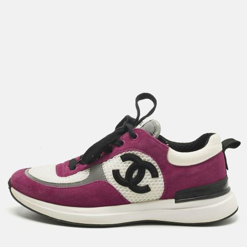 Suede And Mesh CC Lace Up Sneakers Size 38 - Chanel - Modalova