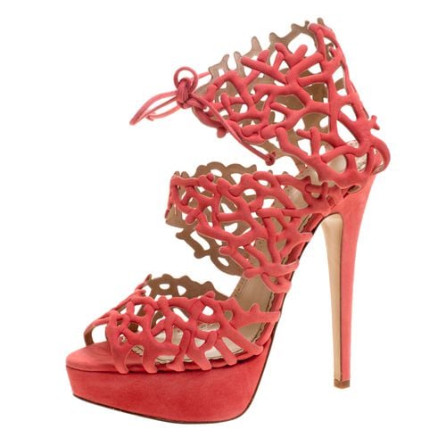 Coral Laser Cut Suede Goodness Gracious Reef Platform Sandals Size 39 - Charlotte Olympia - Modalova