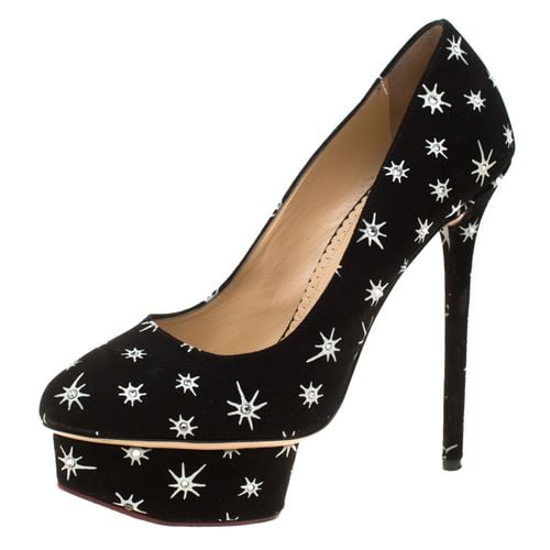 Crystal Embellished Printed Suede Joise Platform Pumps Size 38.5 - Charlotte Olympia - Modalova