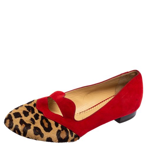 Brown Leopard Print Calfhair and Suede Bisoux Lip Ballet Flats Size 41 - Charlotte Olympia - Modalova