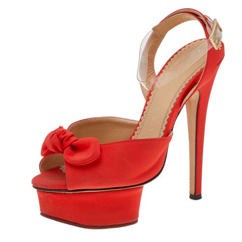 Satin Serena Bow Ankle Strap Platform Sandals Size 35 - Charlotte Olympia - Modalova