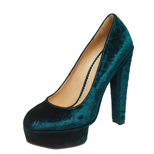 Textured Velvet Dolly Platform Pumps Size 39 - Charlotte Olympia - Modalova