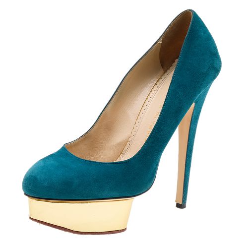 Teal Suede Dolly Platform Pumps Size 39 - Charlotte Olympia - Modalova