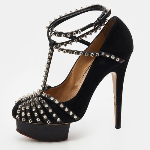 Suede Studded Strappy Ankle Strap Platform Sandals Size 38 - Charlotte Olympia - Modalova