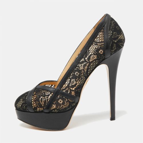 Leather And Lace Platform Pumps Size 38.5 - Charlotte Olympia - Modalova