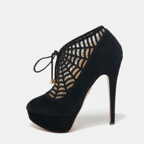 Suede and Mesh Minerva Web Ankle Booties Size 37 - Charlotte Olympia - Modalova