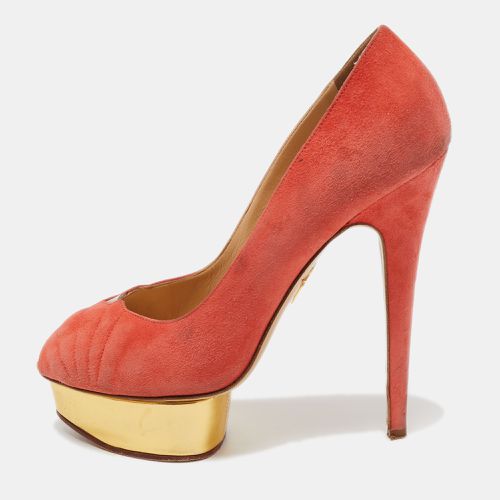 Coral Suede Peep Toe Platform Pumps Size 41 - Charlotte Olympia - Modalova