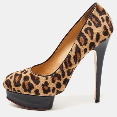 Beige Leopard Print Calf Hair Dolly Platform Pumps Size 41 - Charlotte Olympia - Modalova