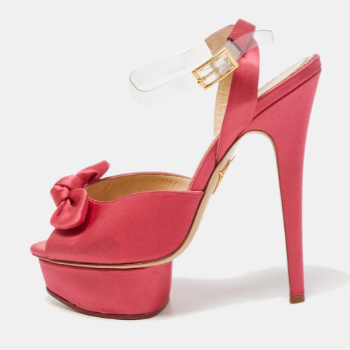 Satin Serena Bow Ankle Strap Platform Sandals Size 38 - Charlotte Olympia - Modalova