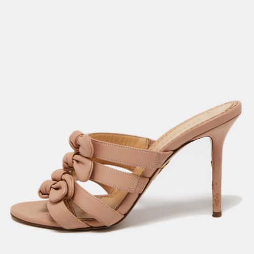 Light Leather Blyton Bow Slide Sandals Size 40 - Charlotte Olympia - Modalova