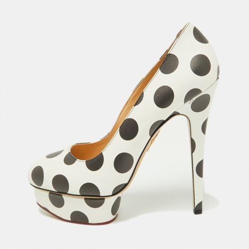 Black Polka Dot Print Leather Dolly Platform Pumps Size 40 - Charlotte Olympia - Modalova