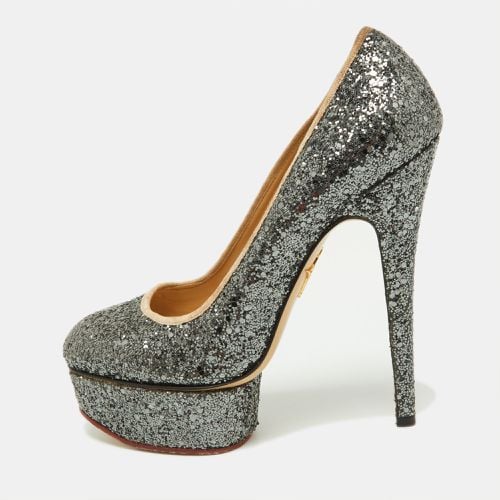 Grey Coarse Glitter Dolly Pumps Size 37 - Charlotte Olympia - Modalova