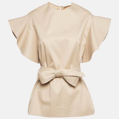 Sun Tan Cotton Ruffled Belt Detail Sleeve Top S - Chloe - Modalova