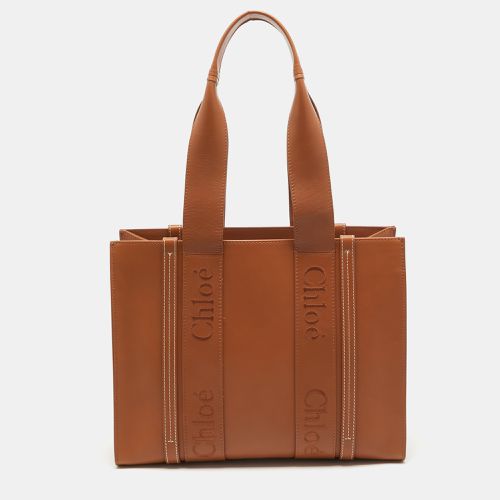 Caramel Leather Medium Woody Tote - Chloe - Modalova