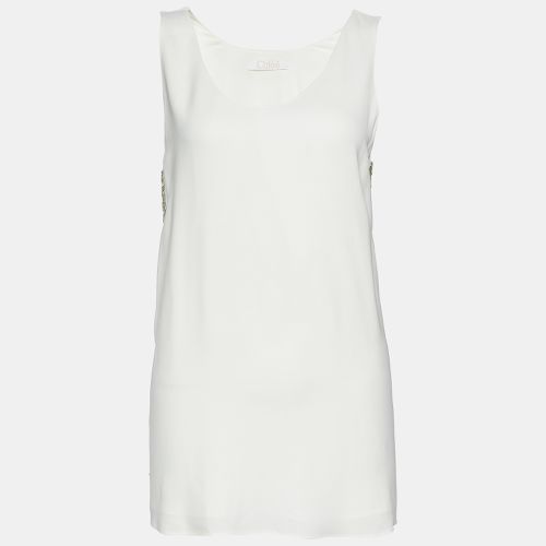 Off- Crepe Embellished Sleeveless Blouse M - Chloe - Modalova