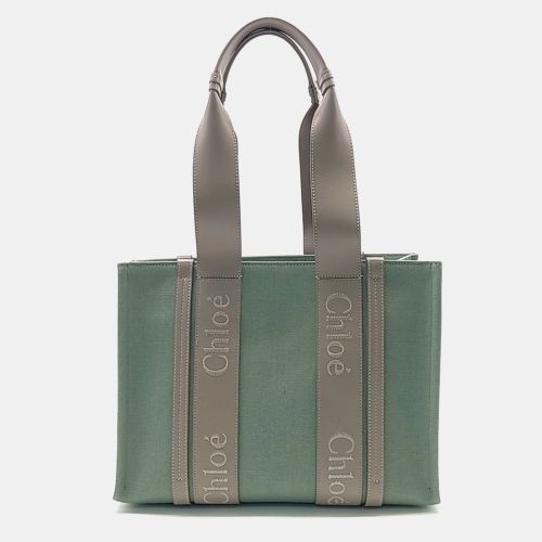 Grey Canvas and Leather Grey Woody Medium Bag - Chloe - Modalova