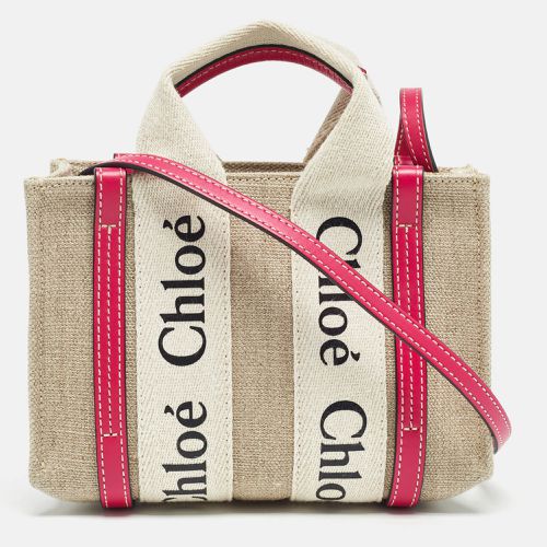 Beige Canvas and Leather Mini Woody Tote - Chloe - Modalova