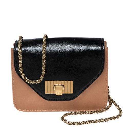 Beige Leather and Satin Mini Sally Shoulder Bag - Chloe - Modalova