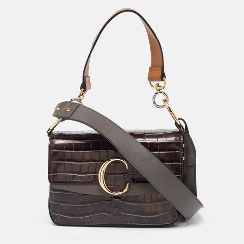 Tri Color Croc Embossed Leather C Top Handle Bag - Chloe - Modalova