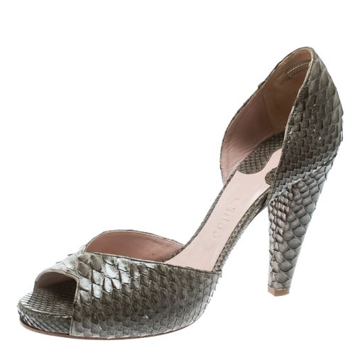 Python Leather Peep Toe D'Orsay Pumps Size 40 - Chloe - Modalova