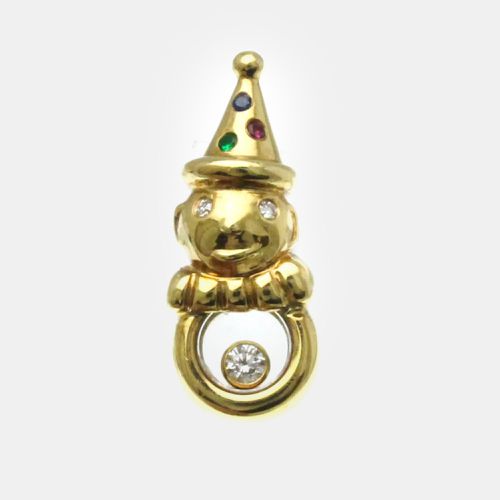 K Gold, Diamond, Emerald and Ruby Snowman Brooch Pin - Chopard - Modalova