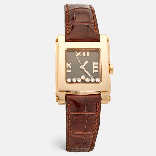 K Rose Gold Diamond Alligator Leather Happy Sport 5321 Women's Wristwatch 29 mm - Chopard - Modalova