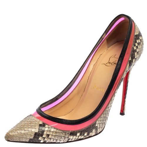 Two Tone Python And PVC Paulina Pointed Toe Pumps Size 40 - Christian Louboutin - Modalova