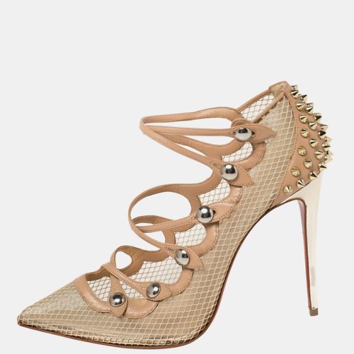 Leather and Mesh Spike Strappy Sandals Size 39 - Christian Louboutin - Modalova