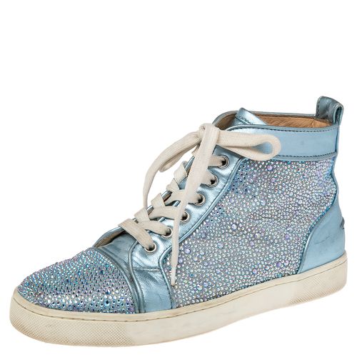 Light Leather Crystals Embellished Louis Orlato High Top Sneakers Size 38 - Christian Louboutin - Modalova