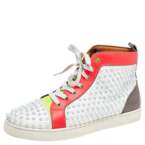 Leather And Patent Louis Spikes Lace Up High Top Sneakers Size 43 - Christian Louboutin - Modalova