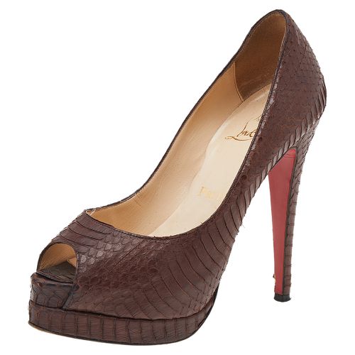 Python Embossed Leather Peep Toe Pumps Size 36.5 - Christian Louboutin - Modalova