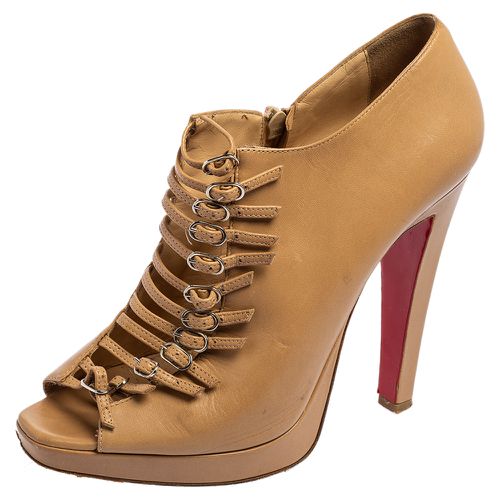 Leather Manon Buckle Detail Open Toe Ankle Boots Size 41 - Christian Louboutin - Modalova