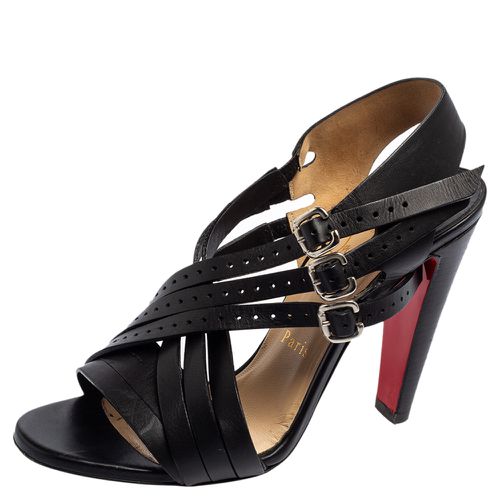 Leather Buckle Cross Strap Sandals Size 37 - Christian Louboutin - Modalova