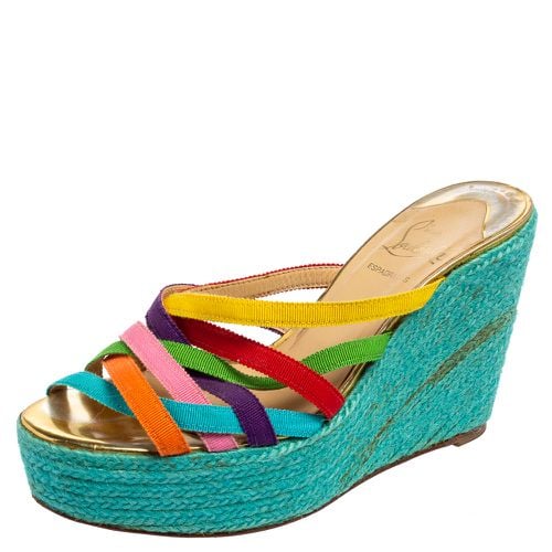 Fabric Crepon Espadrille Wedge Sandals Size 37 - Christian Louboutin - Modalova