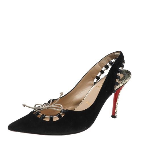 Suede Whipstitch Pointed Toe Slingback Sandals Size 38 - Christian Louboutin - Modalova