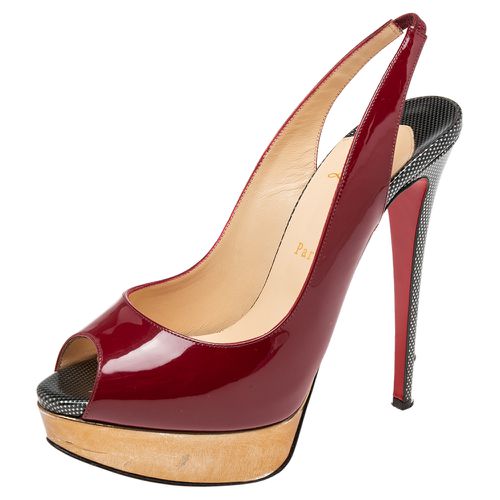 Patent Leather Lady Peep-Toe Slingback Pumps Size 39.5 - Christian Louboutin - Modalova